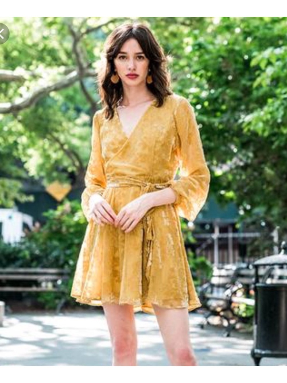 Yumi Kim Gold Velvet Burnout Royalty Dress Sz S
